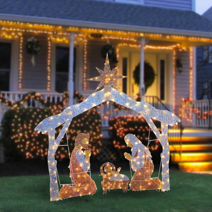 The Holiday Aisle® Crystal Nativity Christmas Decoration Lighted